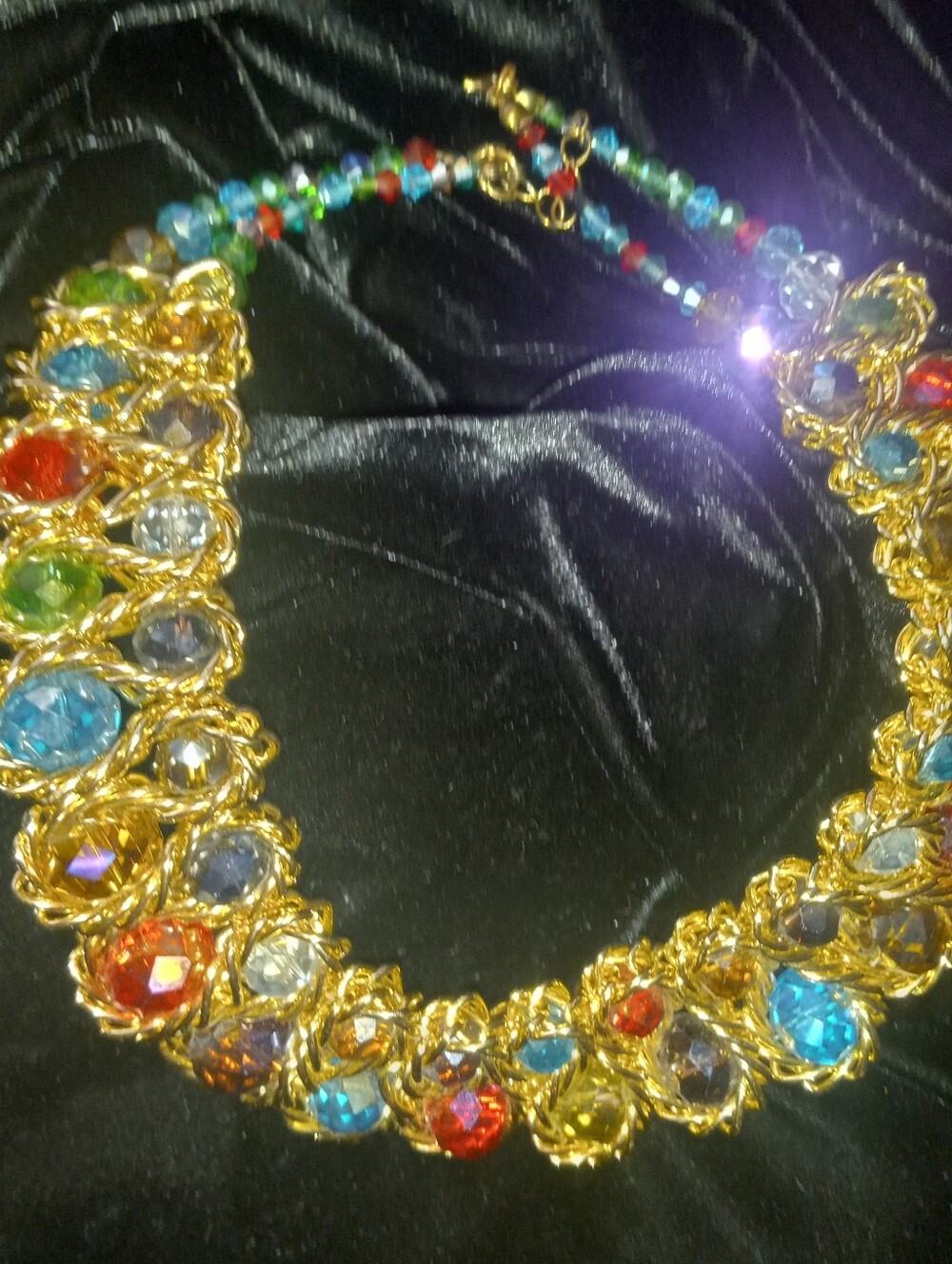 Necklace Gold Multicolor Crystal Elegant Statement Necklace